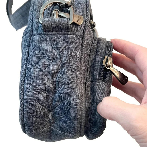 Lug Carousel Convertible Crossbody Bag Purse Herringbone Basket Weave Blue - Picture 5 of 14